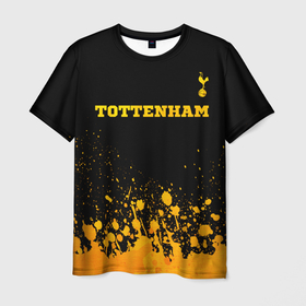 Мужская футболка 3D с принтом Tottenham   gold gradient посередине в Белгороде, 100% полиэфир | прямой крой, круглый вырез горловины, длина до линии бедер | 