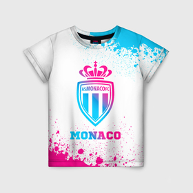 Детская футболка 3D с принтом Monaco neon gradient style , 100% гипоаллергенный полиэфир | прямой крой, круглый вырез горловины, длина до линии бедер, чуть спущенное плечо, ткань немного тянется | 
