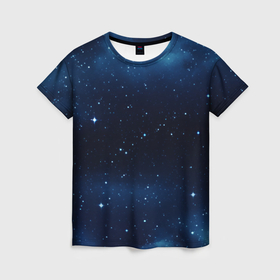 Женская футболка 3D с принтом Космос и мелкие  звезды в Курске, 100% полиэфир ( синтетическое хлопкоподобное полотно) | прямой крой, круглый вырез горловины, длина до линии бедер | 