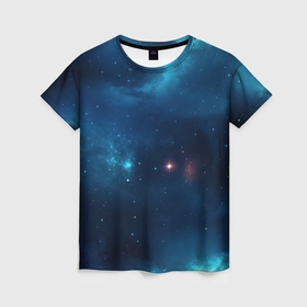 Женская футболка 3D с принтом Космическое  яркое сияние в Кировске, 100% полиэфир ( синтетическое хлопкоподобное полотно) | прямой крой, круглый вырез горловины, длина до линии бедер | 