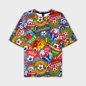 Мужская футболка oversize 3D с принтом Футбольные командные эмблемы pattern в Курске,  |  | Тематика изображения на принте: 
