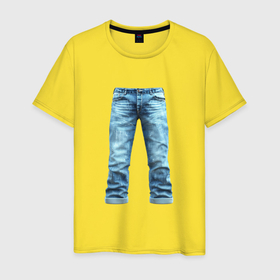 Мужская футболка хлопок с принтом Джинсы штаны jeans в Санкт-Петербурге, 100% хлопок | прямой крой, круглый вырез горловины, длина до линии бедер, слегка спущенное плечо. | Тематика изображения на принте: 