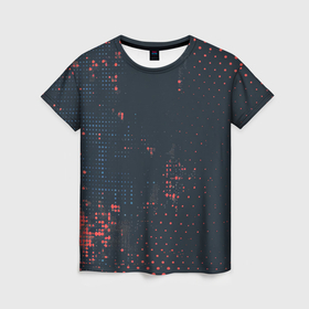 Женская футболка 3D с принтом Брызги краски на стену в Рязани, 100% полиэфир ( синтетическое хлопкоподобное полотно) | прямой крой, круглый вырез горловины, длина до линии бедер | 