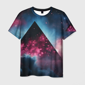 Мужская футболка 3D с принтом Космическая  пирамида в Кировске, 100% полиэфир | прямой крой, круглый вырез горловины, длина до линии бедер | 