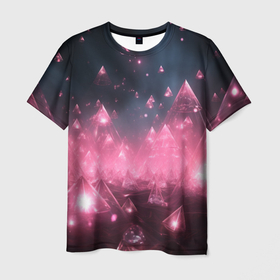 Мужская футболка 3D с принтом Розовый абстрактный космос , 100% полиэфир | прямой крой, круглый вырез горловины, длина до линии бедер | Тематика изображения на принте: 