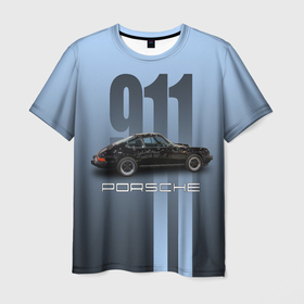 Мужская футболка 3D с принтом Винтажный автомобиль Porsche в Екатеринбурге, 100% полиэфир | прямой крой, круглый вырез горловины, длина до линии бедер | Тематика изображения на принте: 