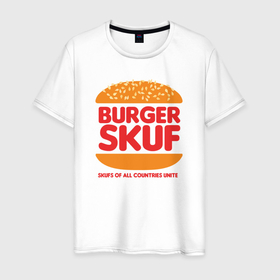 Мужская футболка хлопок с принтом Burger   skuf в Петрозаводске, 100% хлопок | прямой крой, круглый вырез горловины, длина до линии бедер, слегка спущенное плечо. | 