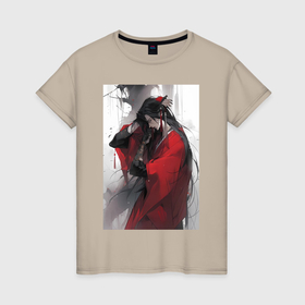 Женская футболка хлопок с принтом Чэн Хуа Собиратель цветов под кровавым дождем в Кировске, 100% хлопок | прямой крой, круглый вырез горловины, длина до линии бедер, слегка спущенное плечо | 