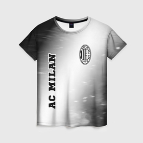 Женская футболка 3D с принтом AC Milan sport на светлом фоне вертикально в Тюмени, 100% полиэфир ( синтетическое хлопкоподобное полотно) | прямой крой, круглый вырез горловины, длина до линии бедер | 