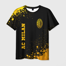 Мужская футболка 3D с принтом AC Milan   gold gradient вертикально в Тюмени, 100% полиэфир | прямой крой, круглый вырез горловины, длина до линии бедер | 