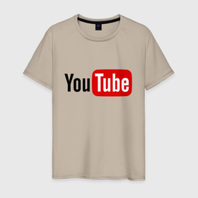 Мужская футболка хлопок с принтом You tube logo в Екатеринбурге, 100% хлопок | прямой крой, круглый вырез горловины, длина до линии бедер, слегка спущенное плечо. | 