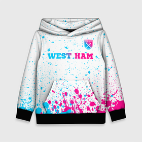 Детская толстовка 3D с принтом West Ham neon gradient style посередине в Новосибирске, 100% полиэстер | двухслойный капюшон со шнурком для регулировки, мягкие манжеты на рукавах и по низу толстовки, спереди карман-кенгуру с мягким внутренним слоем | 