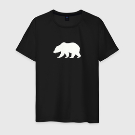 Мужская футболка хлопок с принтом Силуэт таёжного медведя в Белгороде, 100% хлопок | прямой крой, круглый вырез горловины, длина до линии бедер, слегка спущенное плечо. | 