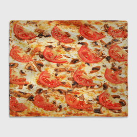 Плед 3D с принтом Пицца с грибами и томатом    текстура в Тюмени, 100% полиэстер | закругленные углы, все края обработаны. Ткань не мнется и не растягивается | 