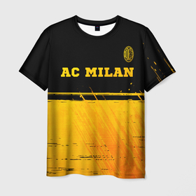Мужская футболка 3D с принтом AC Milan   gold gradient посередине в Тюмени, 100% полиэфир | прямой крой, круглый вырез горловины, длина до линии бедер | 