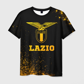 Мужская футболка 3D с принтом Lazio   gold gradient в Тюмени, 100% полиэфир | прямой крой, круглый вырез горловины, длина до линии бедер | 