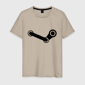 Мужская футболка хлопок с принтом Steam logo black в Курске, 100% хлопок | прямой крой, круглый вырез горловины, длина до линии бедер, слегка спущенное плечо. | Тематика изображения на принте: 