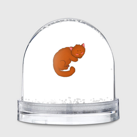 Игрушка Снежный шар с принтом Рыжий спящий котик в стиле аниме , Пластик | Изображение внутри шара печатается на глянцевой фотобумаге с двух сторон | 