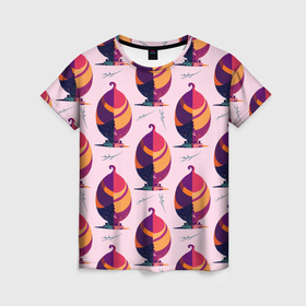 Женская футболка 3D с принтом Абстракция листок в Екатеринбурге, 100% полиэфир ( синтетическое хлопкоподобное полотно) | прямой крой, круглый вырез горловины, длина до линии бедер | 