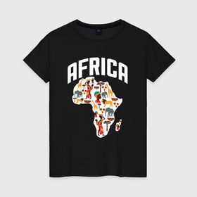 Женская футболка хлопок с принтом African mood в Екатеринбурге, 100% хлопок | прямой крой, круглый вырез горловины, длина до линии бедер, слегка спущенное плечо | 