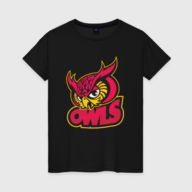 Женская футболка хлопок с принтом Team owls в Кировске, 100% хлопок | прямой крой, круглый вырез горловины, длина до линии бедер, слегка спущенное плечо | 