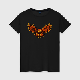 Женская футболка хлопок с принтом Полёт совы в Тюмени, 100% хлопок | прямой крой, круглый вырез горловины, длина до линии бедер, слегка спущенное плечо | 