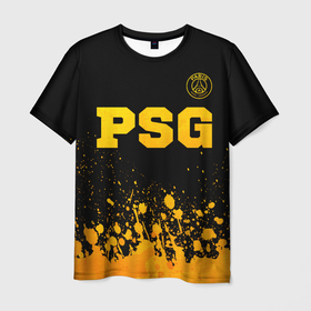 Мужская футболка 3D с принтом PSG   gold gradient посередине в Белгороде, 100% полиэфир | прямой крой, круглый вырез горловины, длина до линии бедер | 