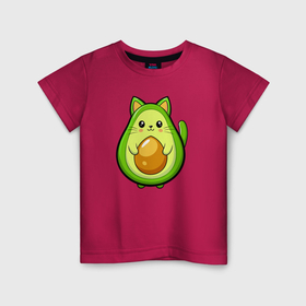 Детская футболка хлопок с принтом Авокадо кот мем , 100% хлопок | круглый вырез горловины, полуприлегающий силуэт, длина до линии бедер | Тематика изображения на принте: 