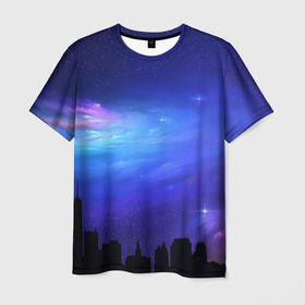 Мужская футболка 3D с принтом Город вселенная в Кировске, 100% полиэфир | прямой крой, круглый вырез горловины, длина до линии бедер | Тематика изображения на принте: 
