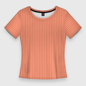 Женская футболка 3D Slim с принтом Тёмный персиковый в полоску ,  |  | 