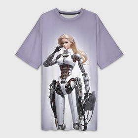 Платье-футболка 3D с принтом Barbie cyberpunk   ai art fantasy ,  |  | Тематика изображения на принте: 