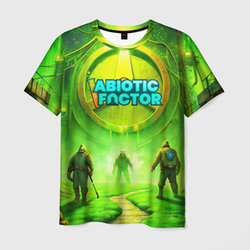 Мужская футболка 3D с принтом Abiotic Factor зеленый атомный завод в Новосибирске, 100% полиэфир | прямой крой, круглый вырез горловины, длина до линии бедер | 