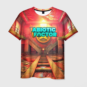 Мужская футболка 3D с принтом Abiotic Factor красный атомный завод в Петрозаводске, 100% полиэфир | прямой крой, круглый вырез горловины, длина до линии бедер | 