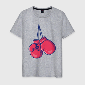 Мужская футболка хлопок с принтом Перчатки для бокса в Петрозаводске, 100% хлопок | прямой крой, круглый вырез горловины, длина до линии бедер, слегка спущенное плечо. | 