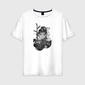 Женская футболка хлопок Oversize с принтом Укротительница змей в Тюмени, 100% хлопок | свободный крой, круглый ворот, спущенный рукав, длина до линии бедер
 | 