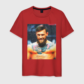 Мужская футболка хлопок с принтом Конор Магкрегор взгляд в Белгороде, 100% хлопок | прямой крой, круглый вырез горловины, длина до линии бедер, слегка спущенное плечо. | 