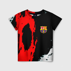 Детская футболка 3D с принтом Barcelona fc краски спорт в Петрозаводске, 100% гипоаллергенный полиэфир | прямой крой, круглый вырез горловины, длина до линии бедер, чуть спущенное плечо, ткань немного тянется | Тематика изображения на принте: 