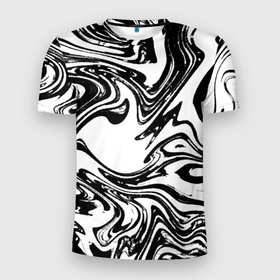 Мужская футболка 3D Slim с принтом Абстрактная черно белая в Курске, 100% полиэстер с улучшенными характеристиками | приталенный силуэт, круглая горловина, широкие плечи, сужается к линии бедра | 