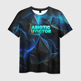 Мужская футболка 3D с принтом Abiotic Factor логотип холодный фон в Санкт-Петербурге, 100% полиэфир | прямой крой, круглый вырез горловины, длина до линии бедер | 