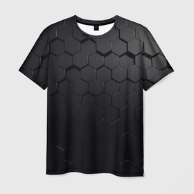 Мужская футболка 3D с принтом Камуфляж черных плит в Екатеринбурге, 100% полиэфир | прямой крой, круглый вырез горловины, длина до линии бедер | 
