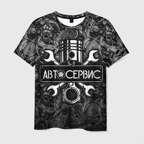 Мужская футболка 3D с принтом Автосервис   автотюнинг в Екатеринбурге, 100% полиэфир | прямой крой, круглый вырез горловины, длина до линии бедер | 