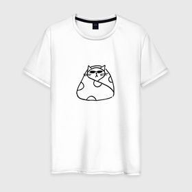 Мужская футболка хлопок с принтом Серьезный деловой кот в пледе и очках в Кировске, 100% хлопок | прямой крой, круглый вырез горловины, длина до линии бедер, слегка спущенное плечо. | 