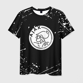 Мужская футболка 3D с принтом Аякс краски брызги спорт в Кировске, 100% полиэфир | прямой крой, круглый вырез горловины, длина до линии бедер | Тематика изображения на принте: 