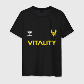 Мужская футболка хлопок с принтом Vitality esports в Новосибирске, 100% хлопок | прямой крой, круглый вырез горловины, длина до линии бедер, слегка спущенное плечо. | 