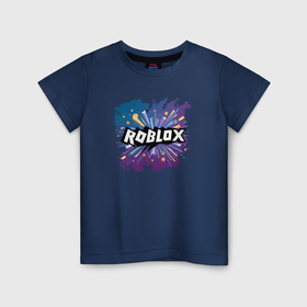 Детская футболка хлопок с принтом Люблю роблокс в Петрозаводске, 100% хлопок | круглый вырез горловины, полуприлегающий силуэт, длина до линии бедер | 