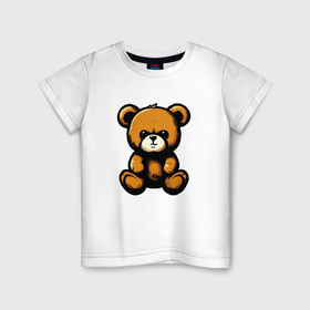 Детская футболка хлопок с принтом Тедди медведь в Белгороде, 100% хлопок | круглый вырез горловины, полуприлегающий силуэт, длина до линии бедер | Тематика изображения на принте: 