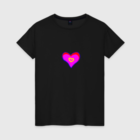 Женская футболка хлопок с принтом Яркое сердце в точке в Новосибирске, 100% хлопок | прямой крой, круглый вырез горловины, длина до линии бедер, слегка спущенное плечо | 
