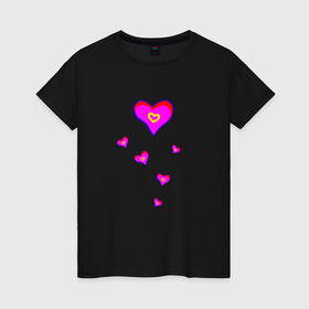 Женская футболка хлопок с принтом Лайки сердца точки в Новосибирске, 100% хлопок | прямой крой, круглый вырез горловины, длина до линии бедер, слегка спущенное плечо | Тематика изображения на принте: 