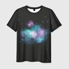 Мужская футболка 3D с принтом Космическая туманность   облачко в Кировске, 100% полиэфир | прямой крой, круглый вырез горловины, длина до линии бедер | 
