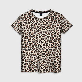 Женская футболка 3D с принтом Пятнышки гепардовые с эффектом кисти в Кировске, 100% полиэфир ( синтетическое хлопкоподобное полотно) | прямой крой, круглый вырез горловины, длина до линии бедер | 